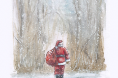 Santa in snowy forest