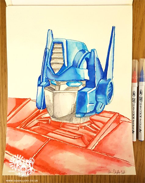 Optimus Prime Watercolour by Glenn Quigley