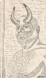 Demon Daddybear - Woodcut - Glenn Quigley